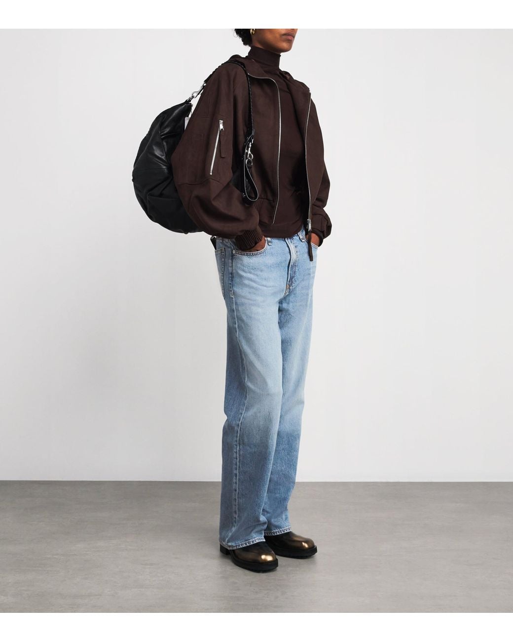 Rag & Bone Blue Logan Mid-Rise Wide-Leg Jeans
