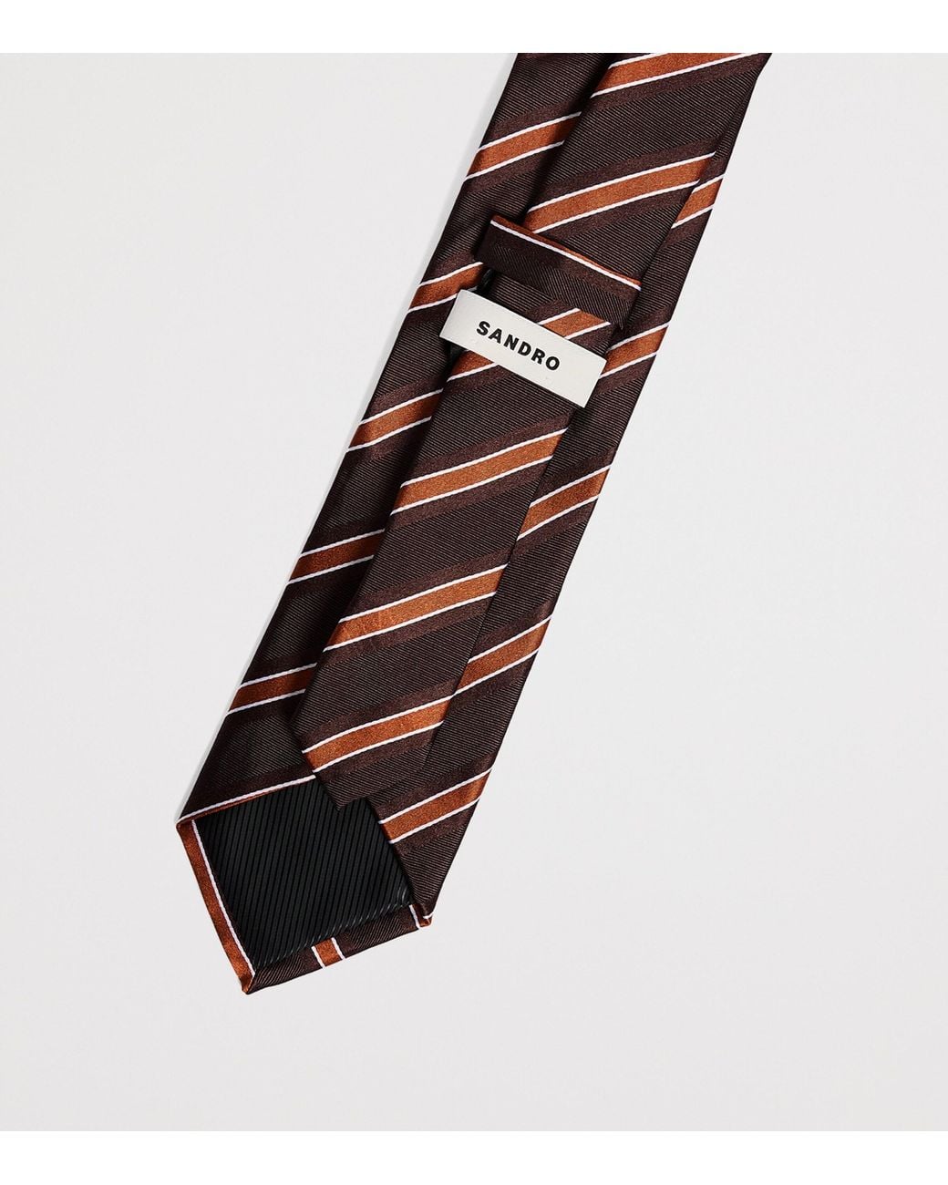 Sandro Brown Silk Stripe Tie