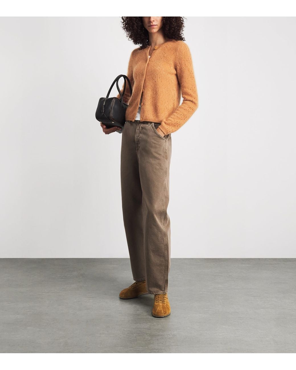 FRAME Brown Wool-Cashmere Airy Teddy Cardigan