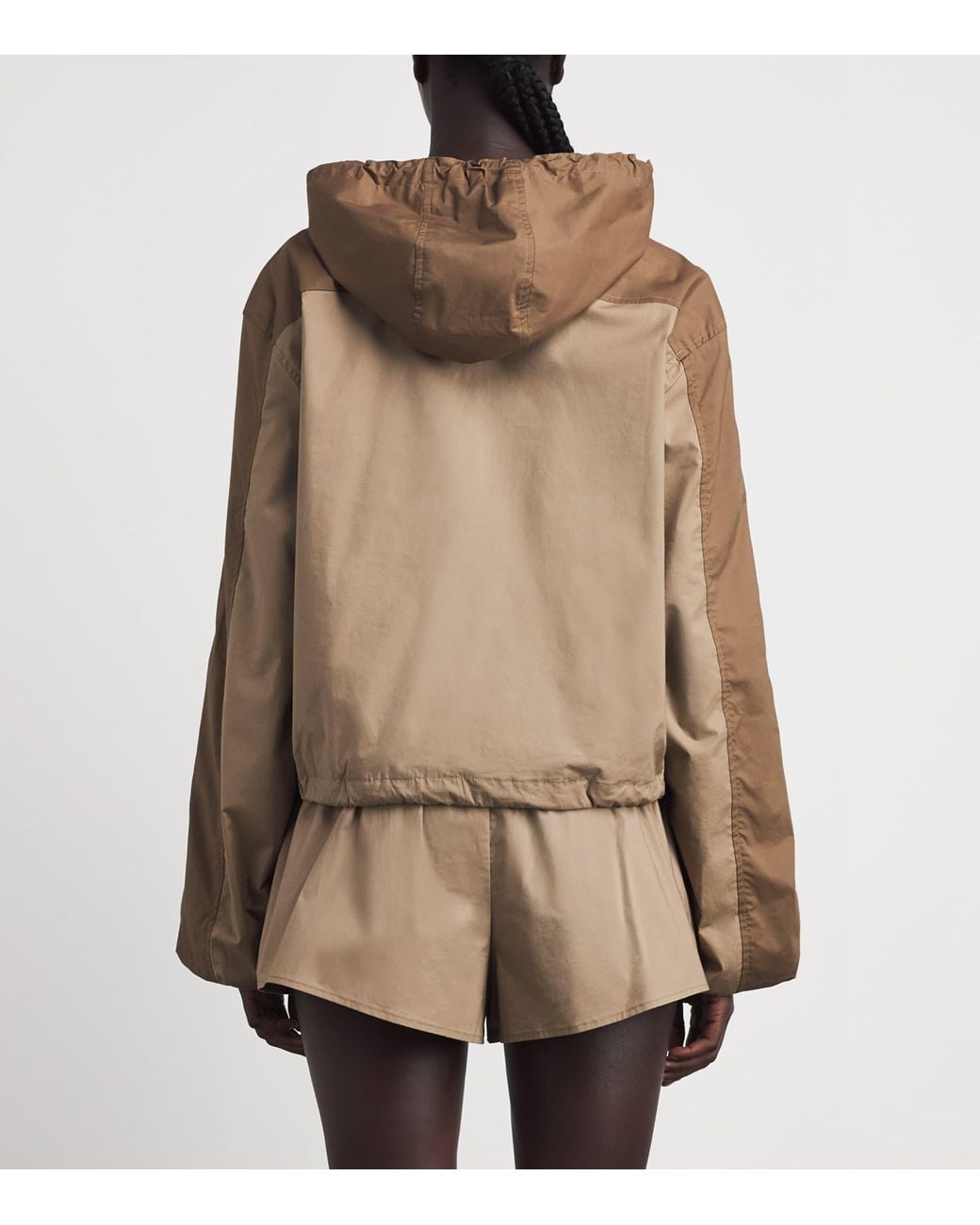 Skims Natural Woven Cotton Half-Zip Hoodie