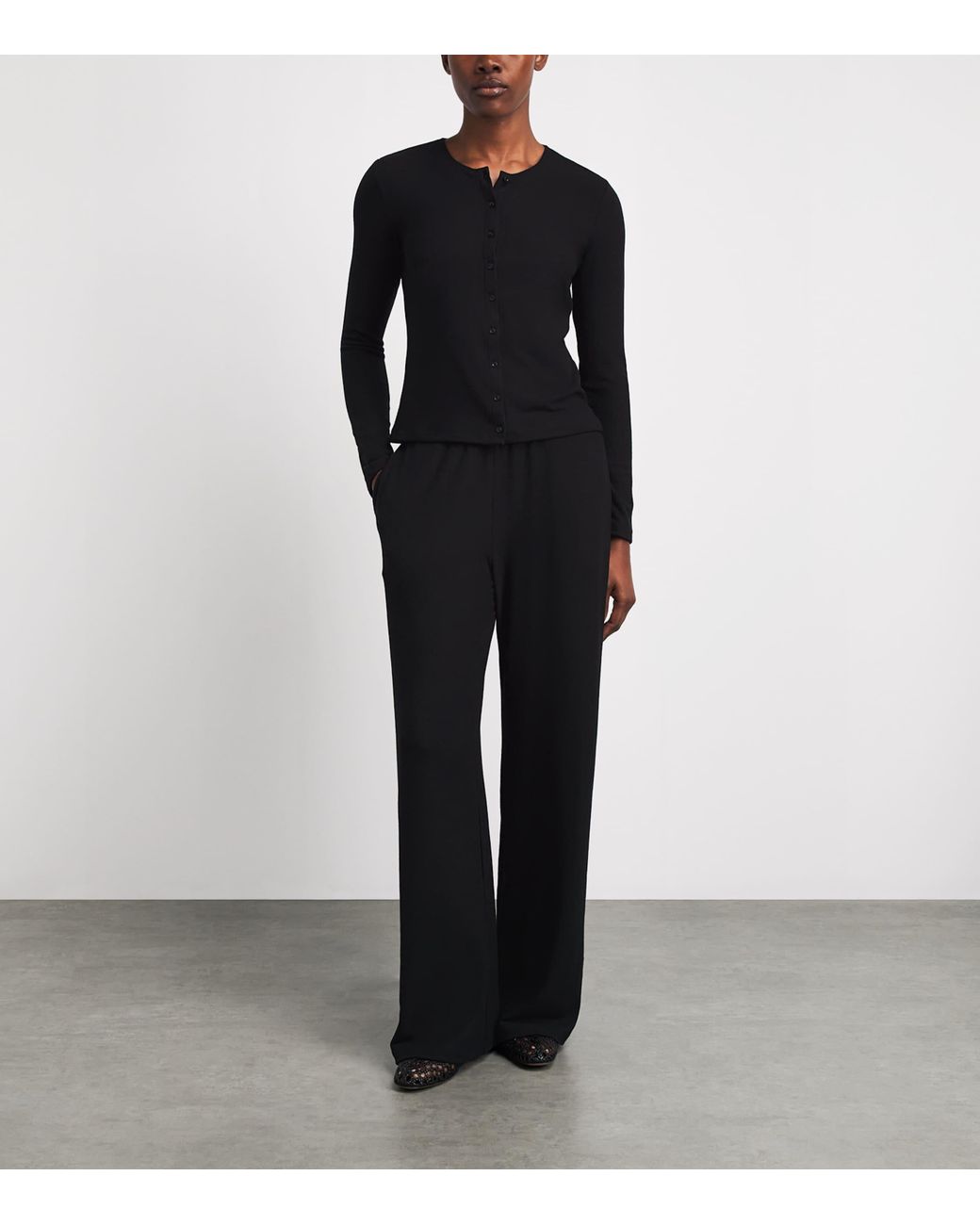 Leset Black Jersey Lauren Classic Cardigan