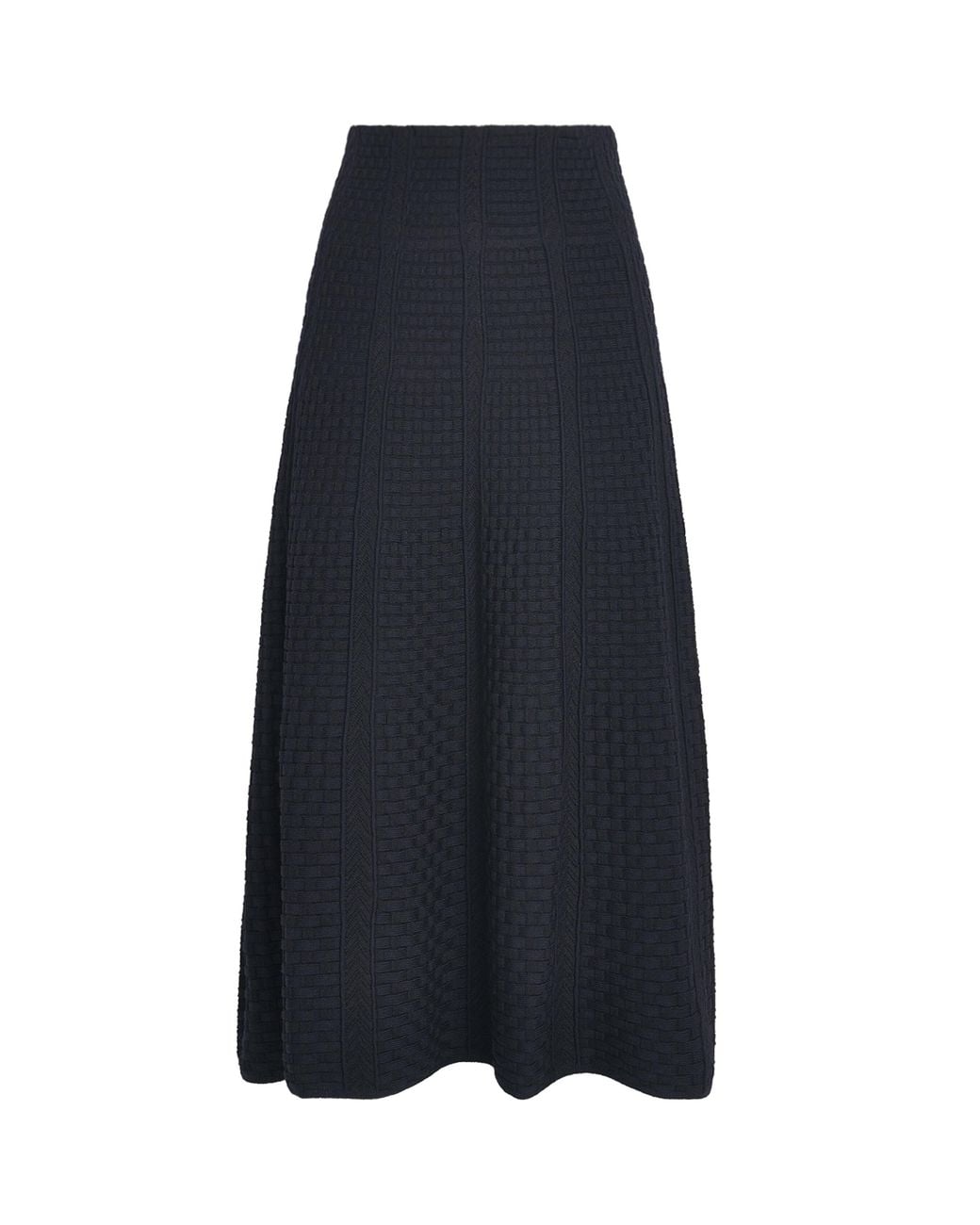 Molli Blue Virgin Wool-Blend Basket-Weave Midi Skirt