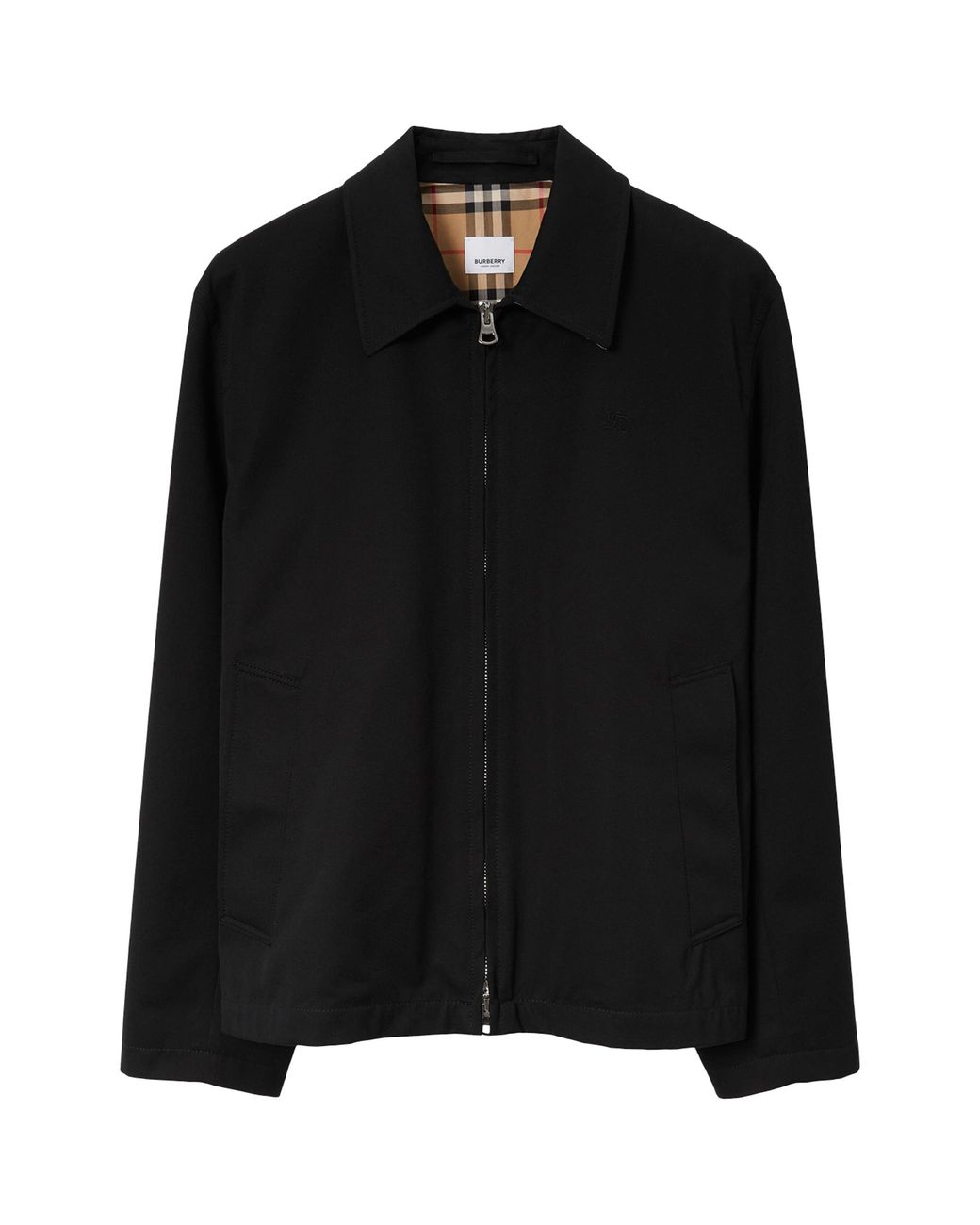 Burberry Black Cotton Gabardine Harrington Jacket for men
