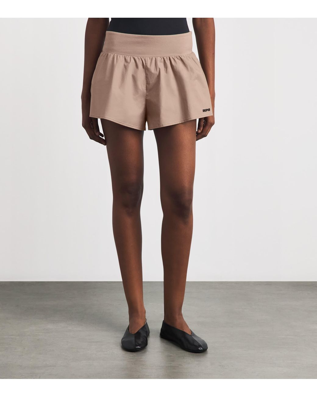 Skims Natural Stretch-Cotton Woven Flutter Shorts