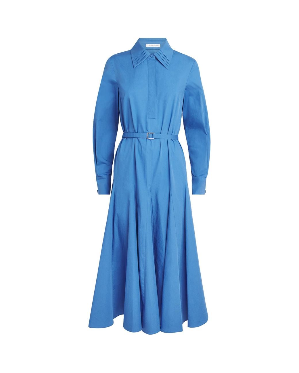 Emilia Wickstead Blue Cotton Marione Midi Shirt Dress