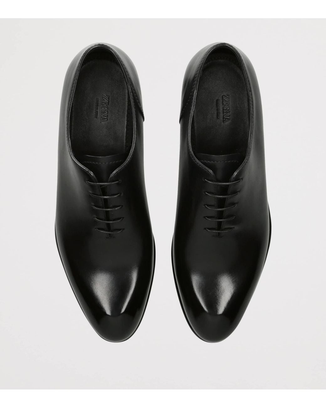 Zegna Black Leather Vienna Oxford Shoes for men