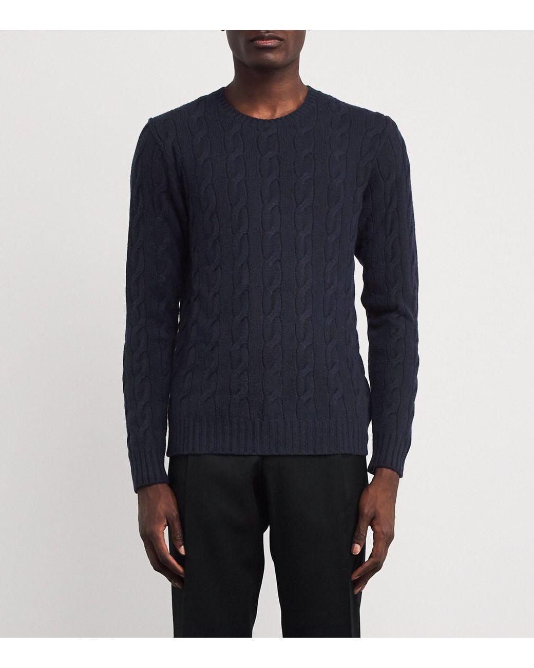 Ralph Lauren Blue Cashmere Cable-Knit Sweater for men