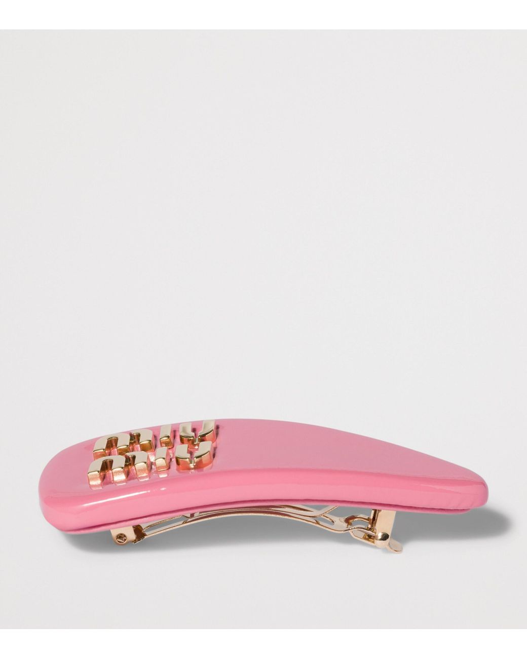 Miu Miu Pink Leather Logo Hair Clip