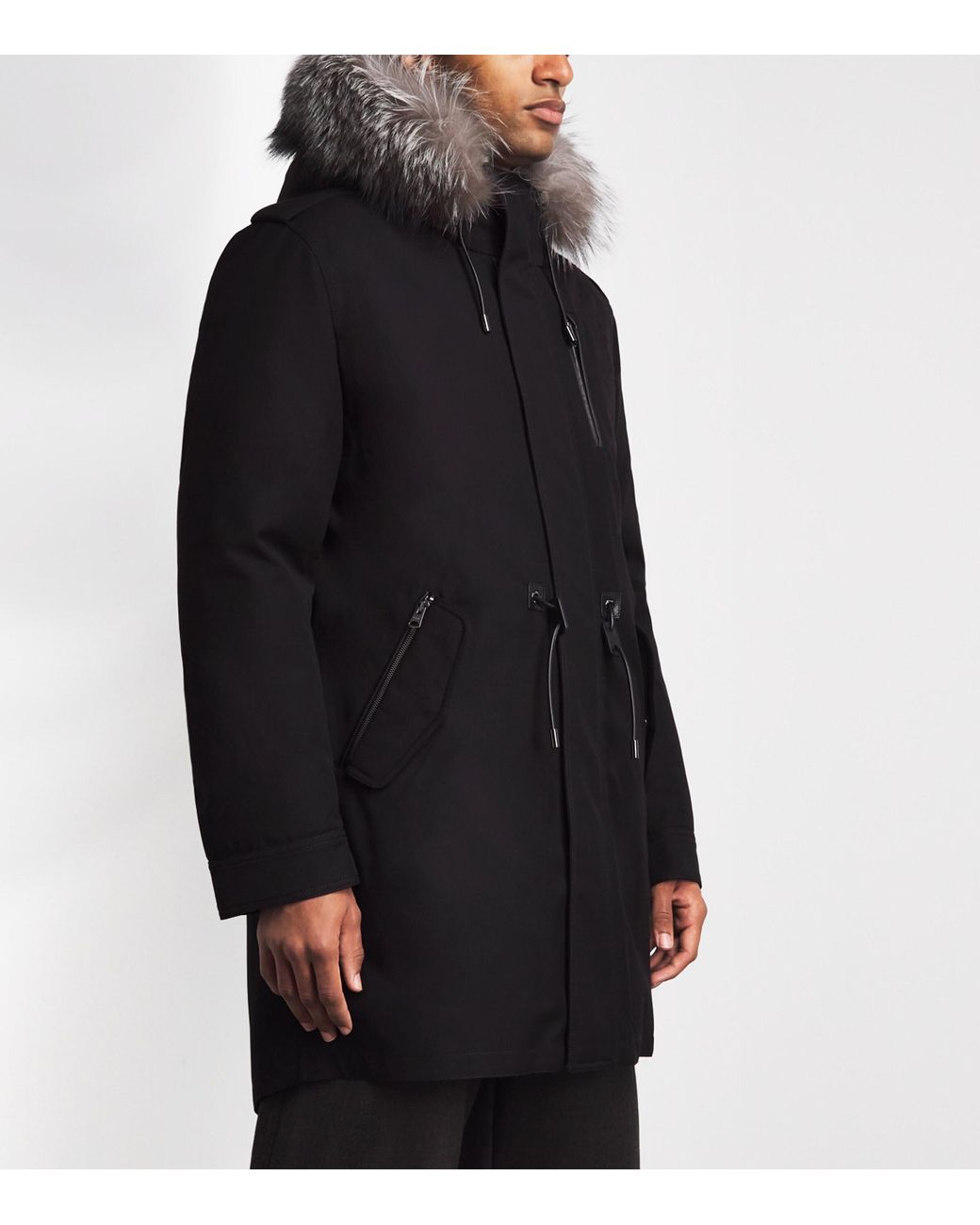 Mackage Black Fur-Trim Down Mortiz Parka for men