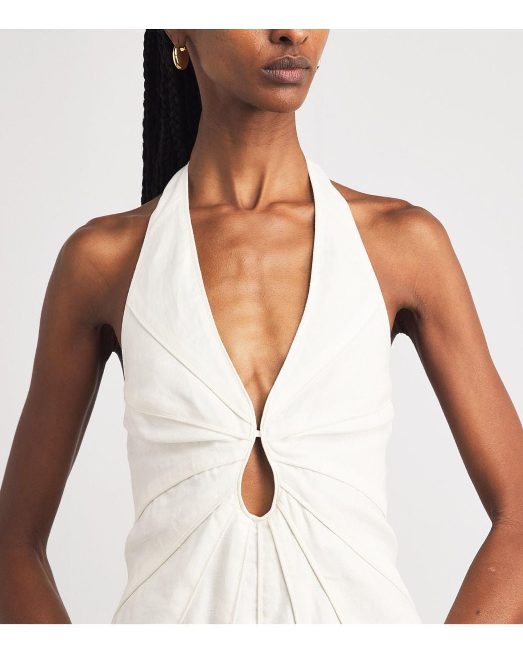 Cult Gaia White Linen Rowyn Midi Dress