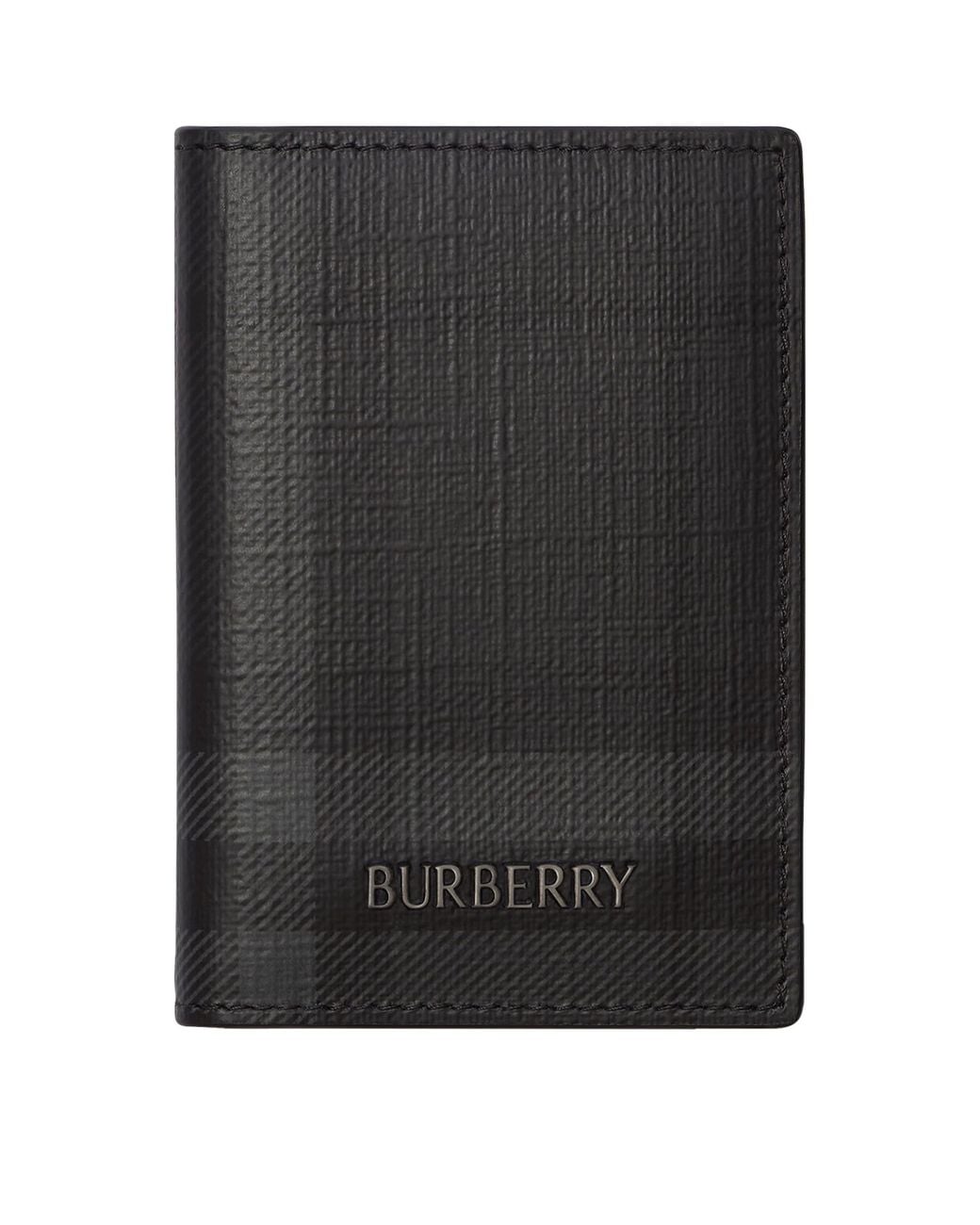 Burberry Black City Check Folding Card Holder for men