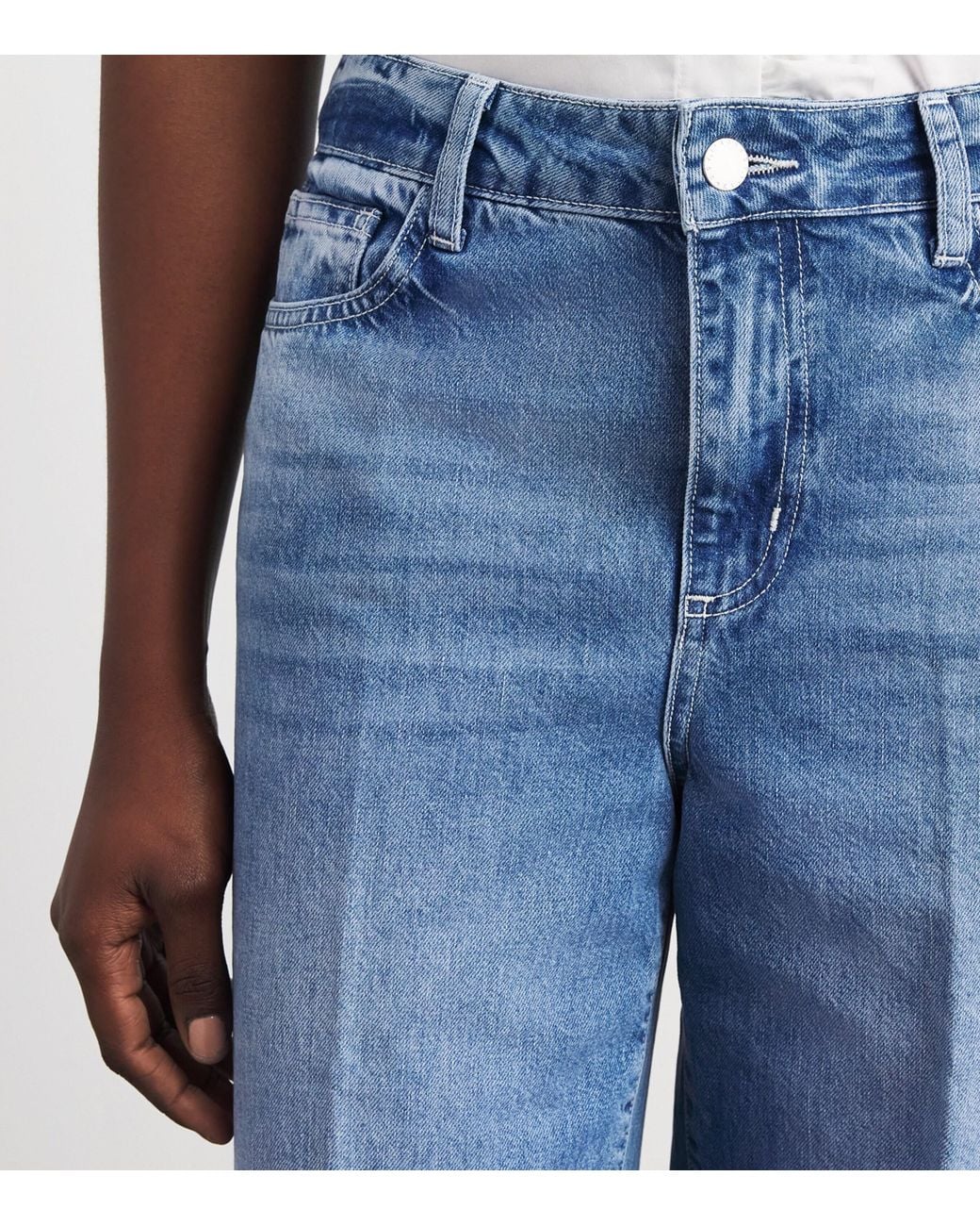 L'Agence Blue Scottie Wide-Leg Jeans