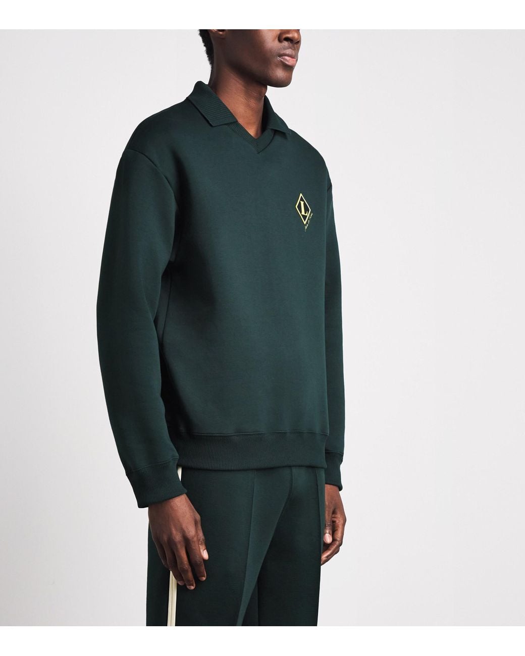 Lacoste Green Cotton-Blend Badge Sweatshirt for men