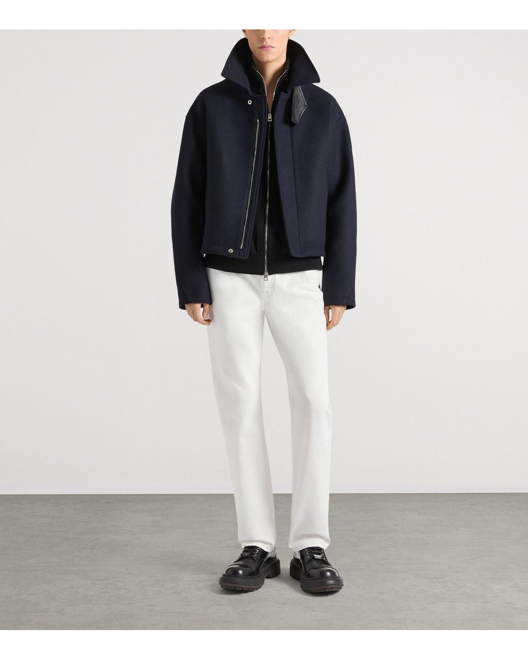 Givenchy Blue Wool Oversized-Collar Jacket for men