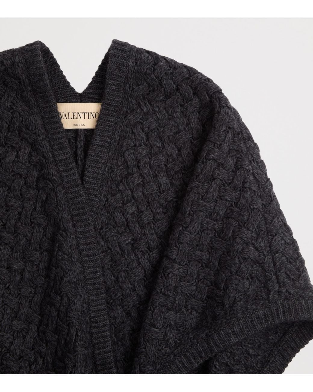 Valentino Garavani Black Wool-Blend Poncho