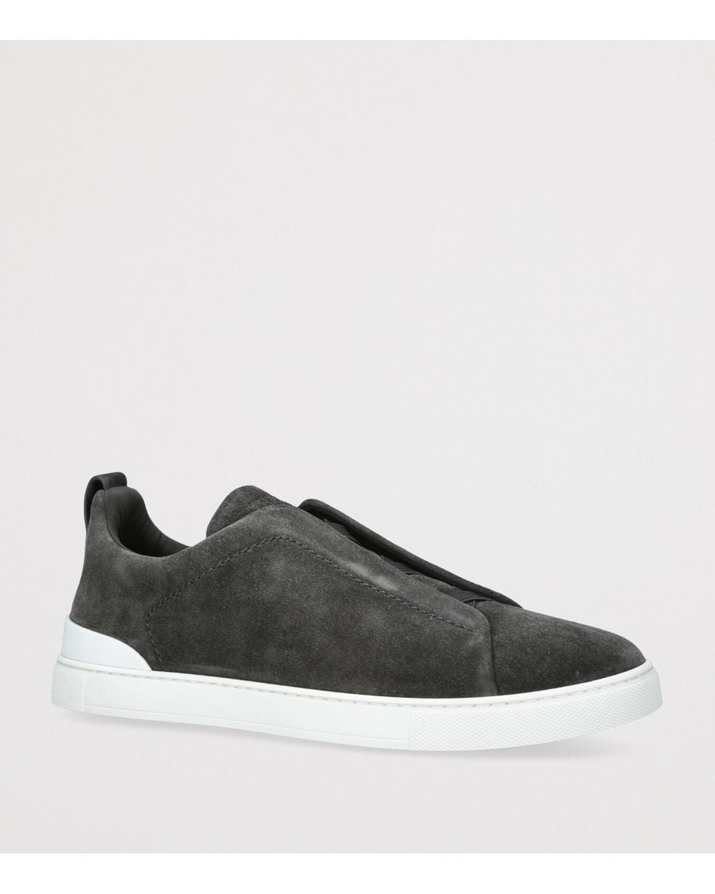 Zegna Black Suede Triple Stitch Sneakers for men