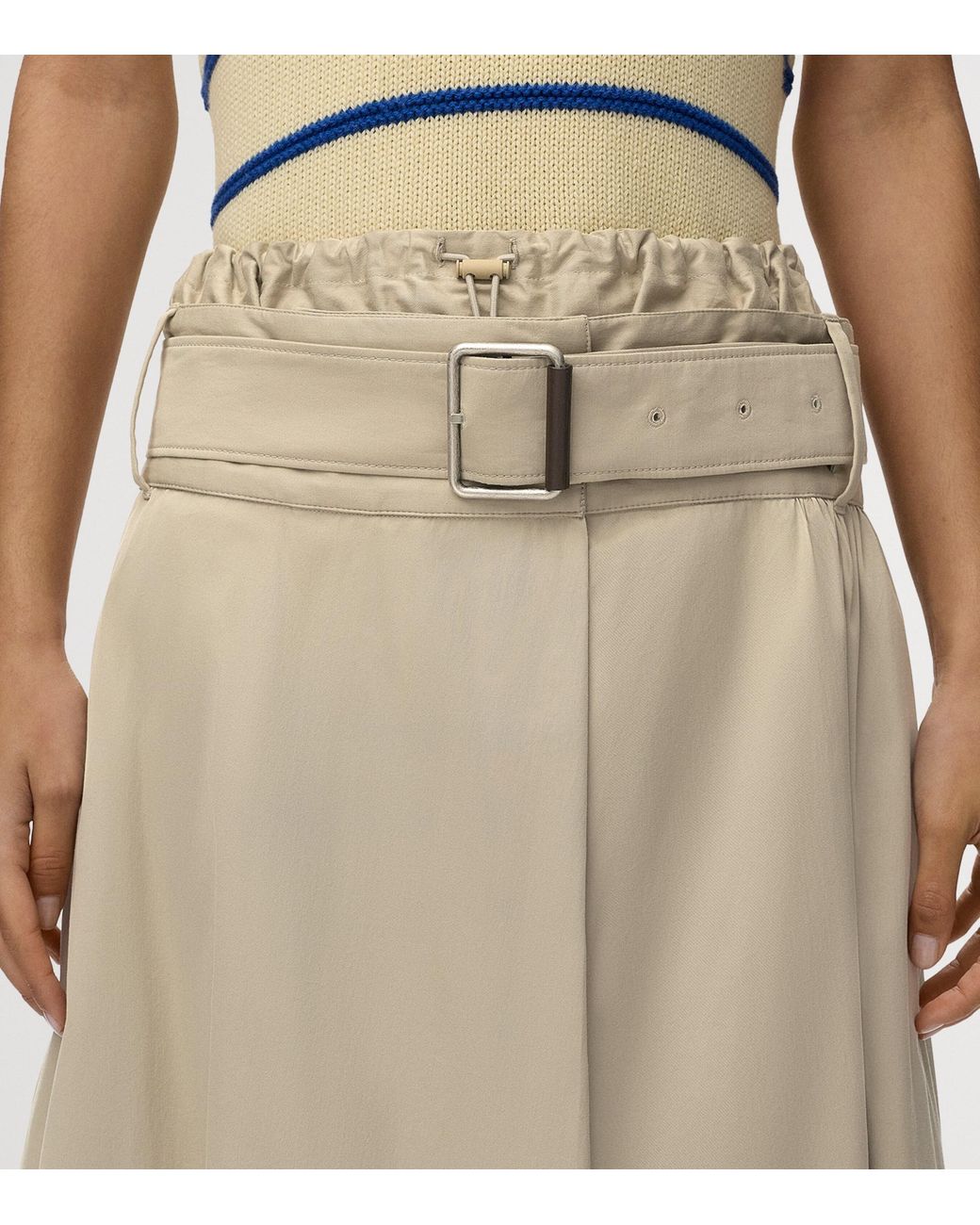 Loewe Natural Cotton-Silk Belted Maxi Skirt