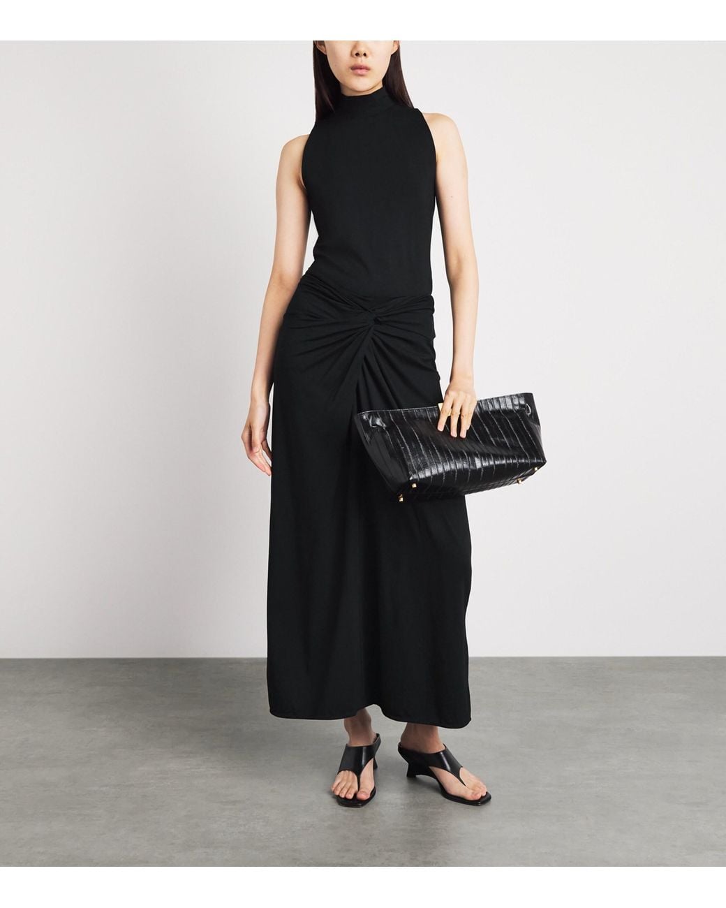 ME+EM Black Jersey High-Neck Sleeveless Top
