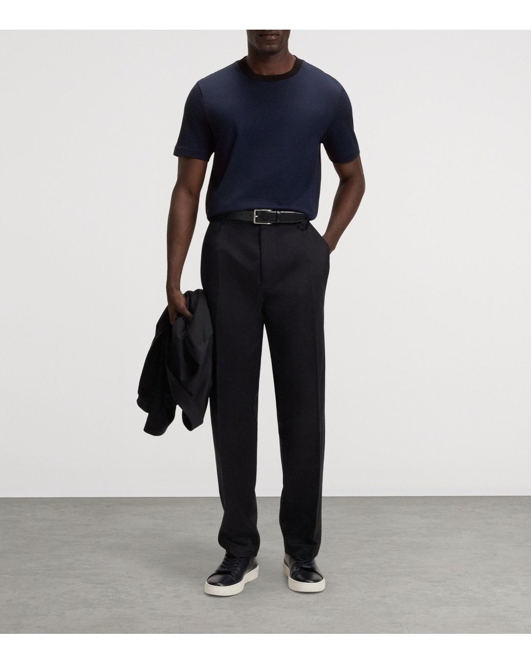 Boss Blue Mercerised Cotton T-Shirt for men
