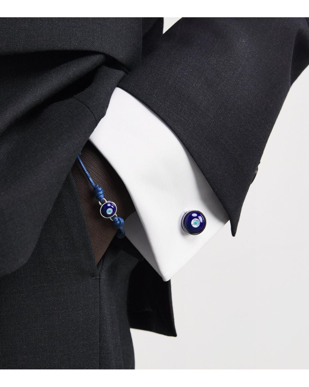 Tateossian Blue Macrame Milos Evil Eye Bracelet for men