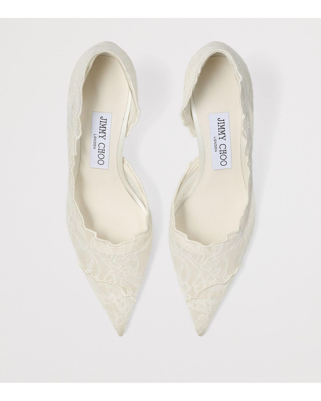 Jimmy Choo White Faiz 95 Lace Heeled Pumps