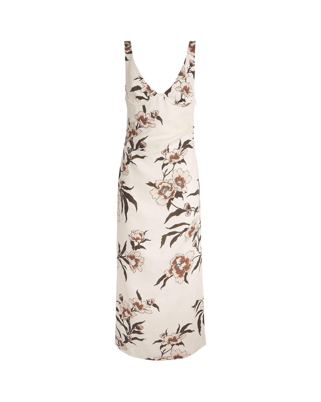 Sir Metallic Linen Peony Balconette Maxi Dress