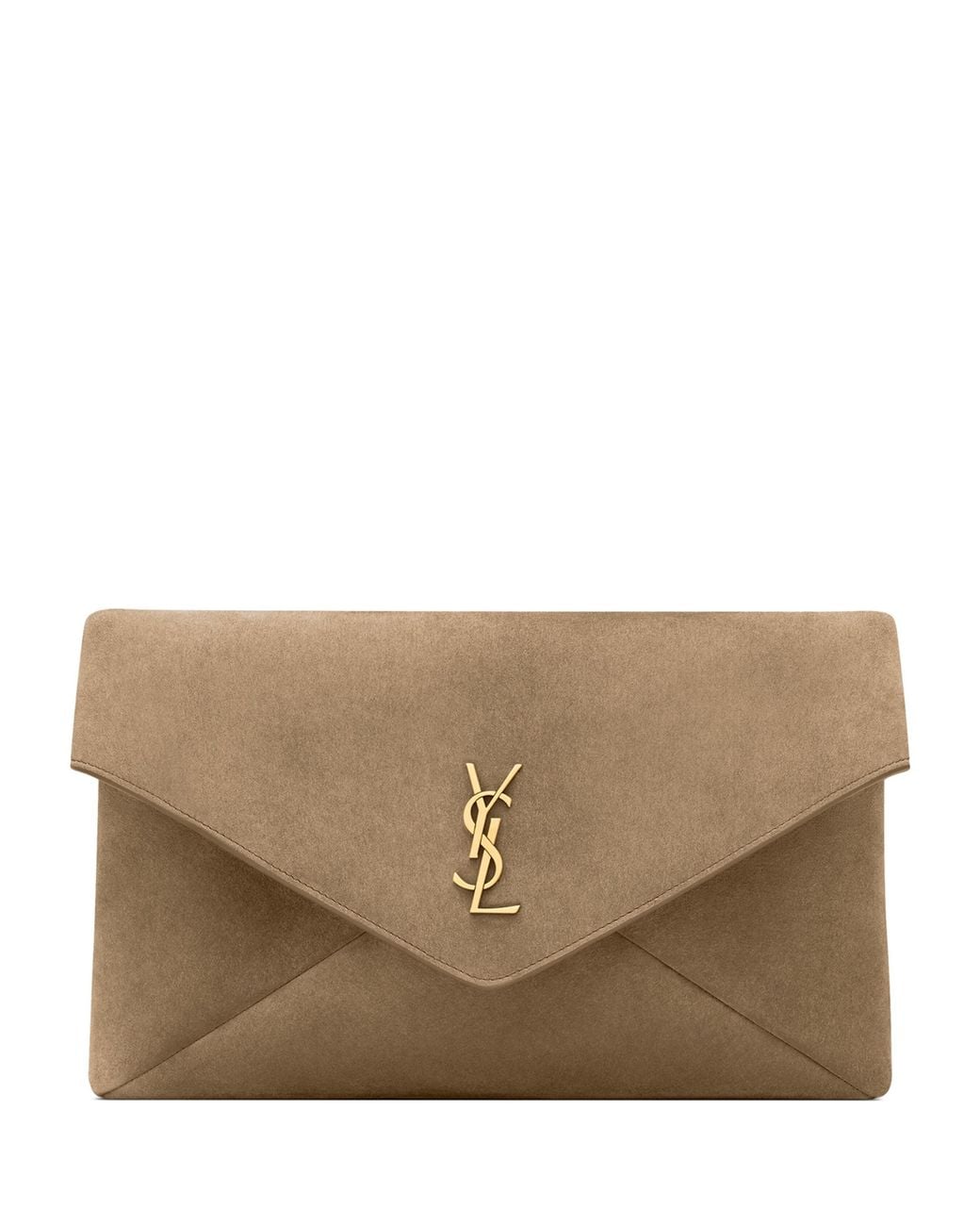 Saint Laurent Natural Large Suede Cassandre Envelope Pouch