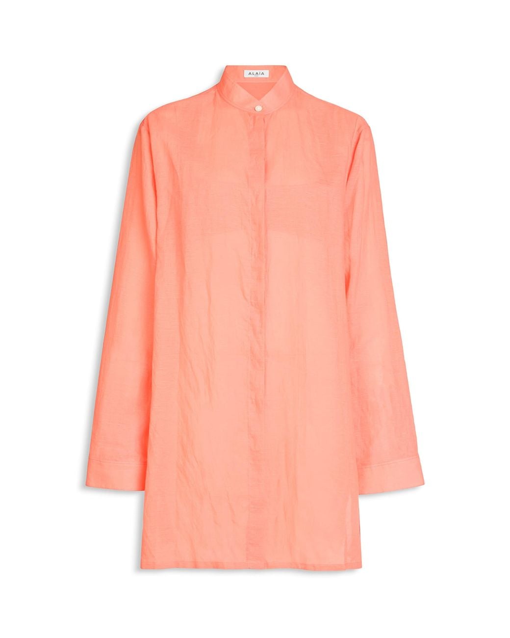 Alaïa Pink Cotton-Linen Tie Detail Shirt