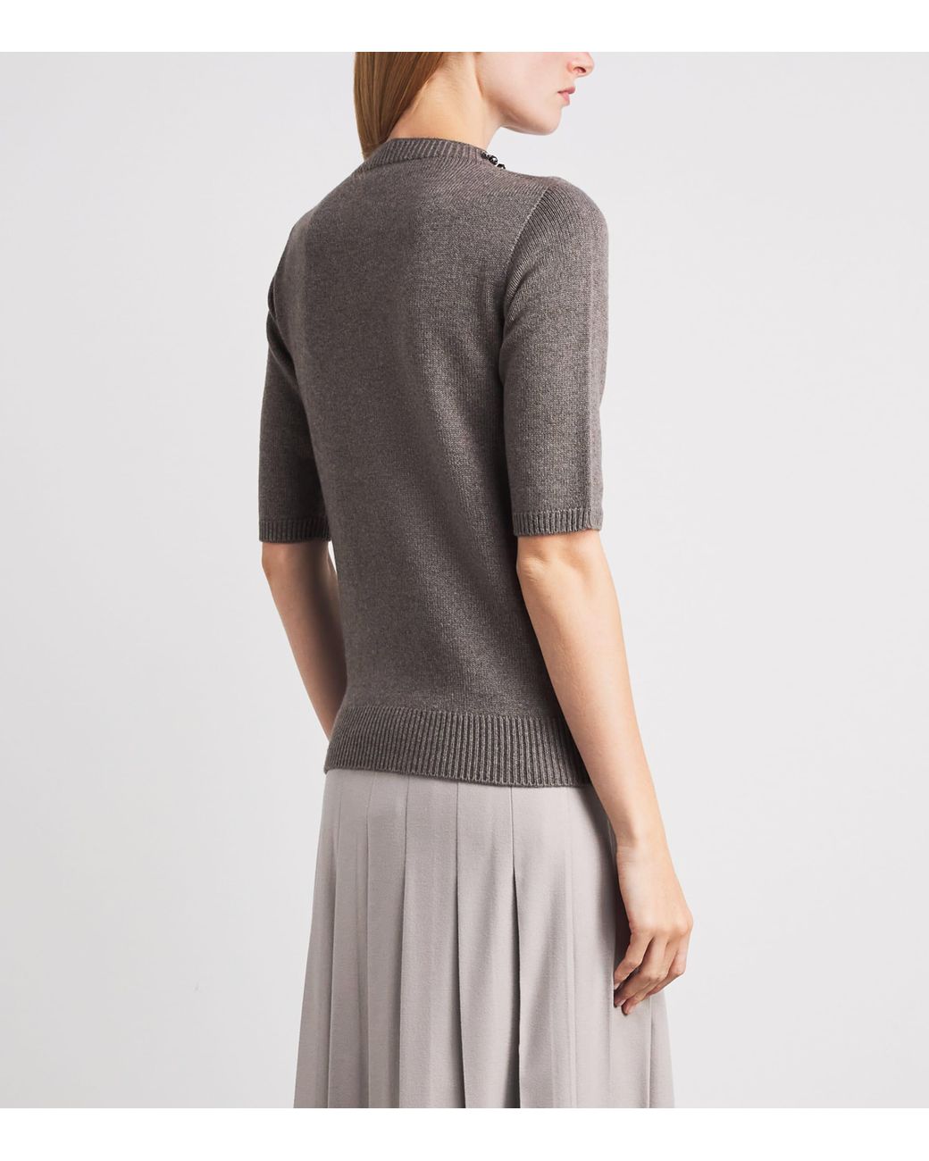 Fabiana Filippi Gray Virgin Wool-Silk-Cashmere Embellished Sweater