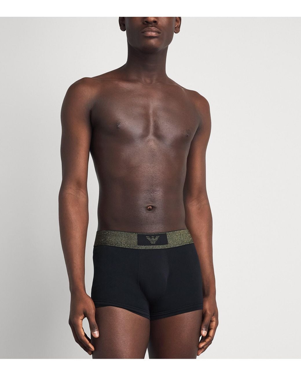 Emporio Armani Black Stretch-Cotton Logo Boxer Briefs for men