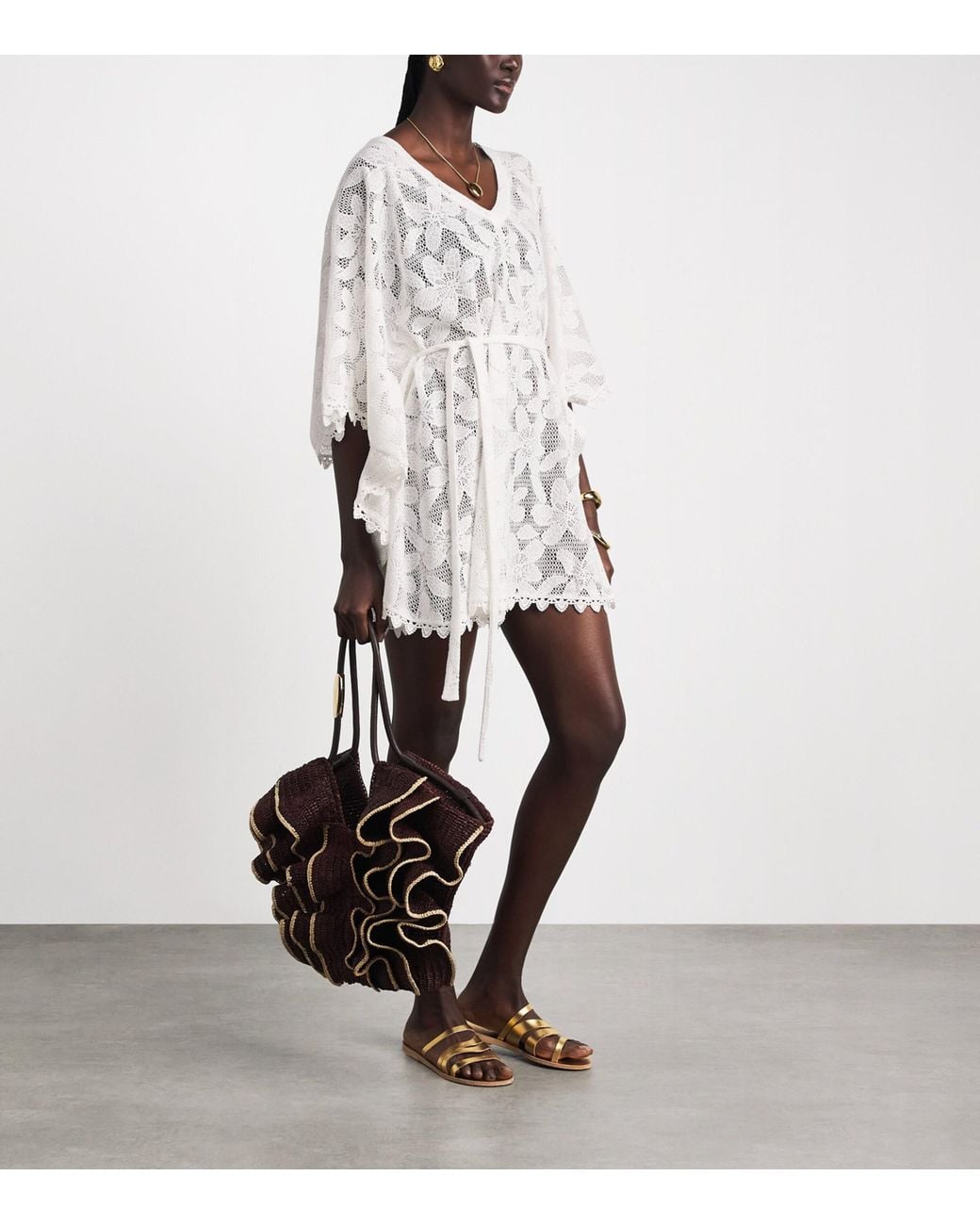 Melissa Odabash White Tie-Waist Petra Kaftan