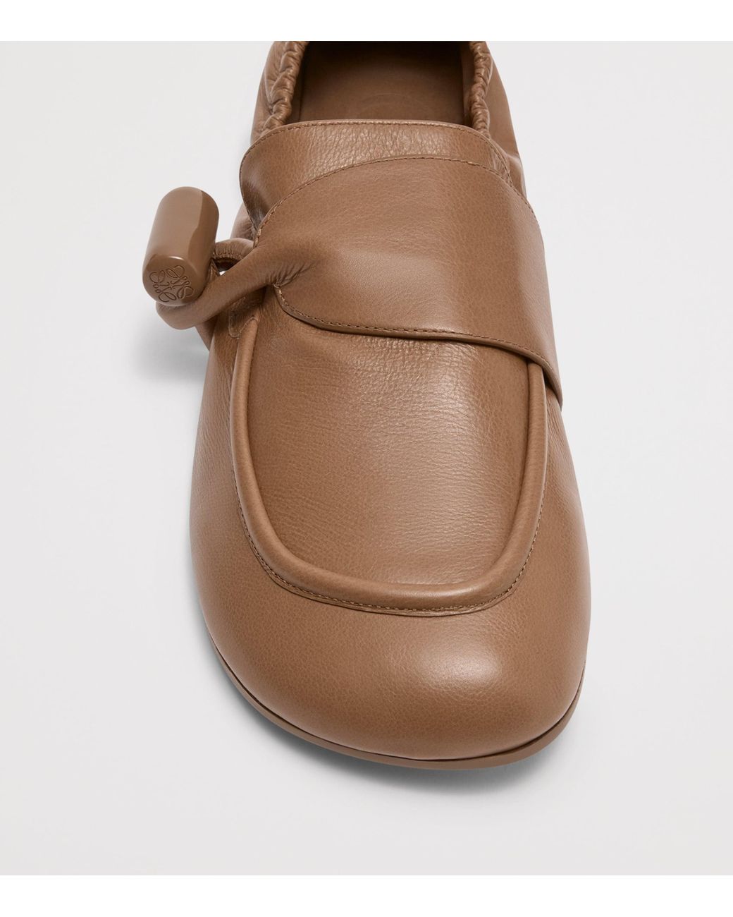 Loewe Brown Leather Toggle Loafers