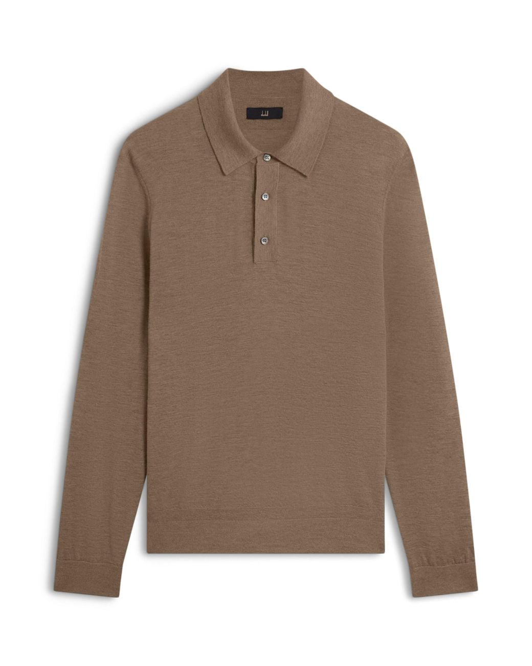 Dunhill Brown Superfine Cashmere Long-Sleeve Polo Shirt for men