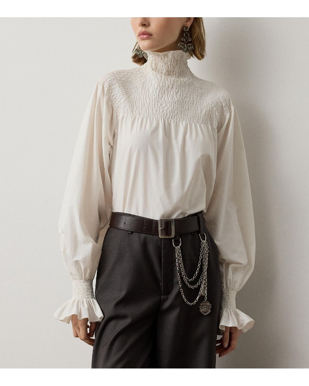 Ralph Lauren White Poplin Maddison Blouse