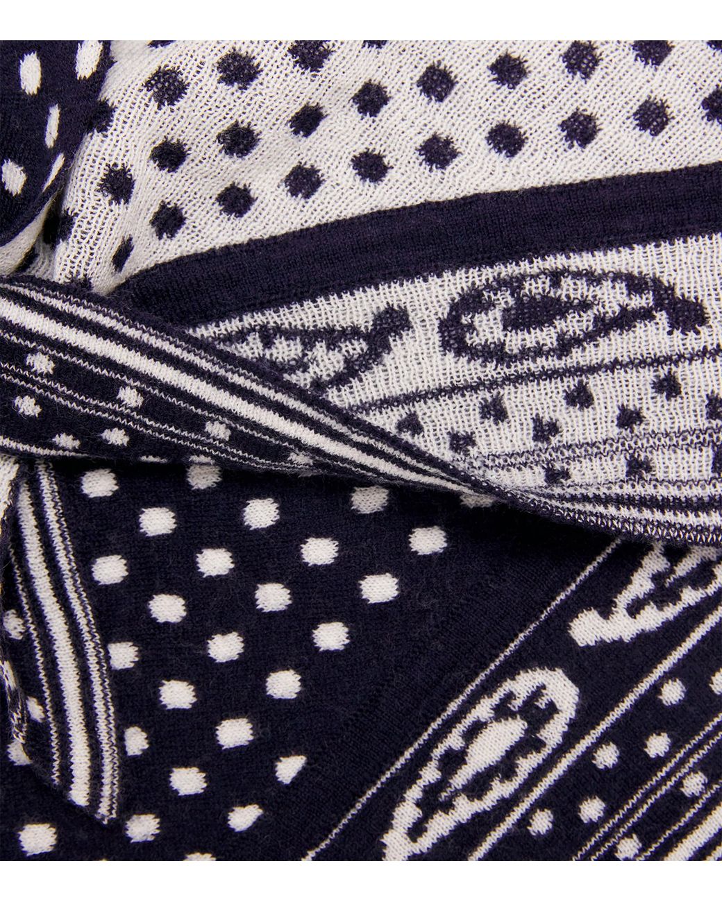 Maje Blue Wool-Cashmere Reversible Paisley Scarf