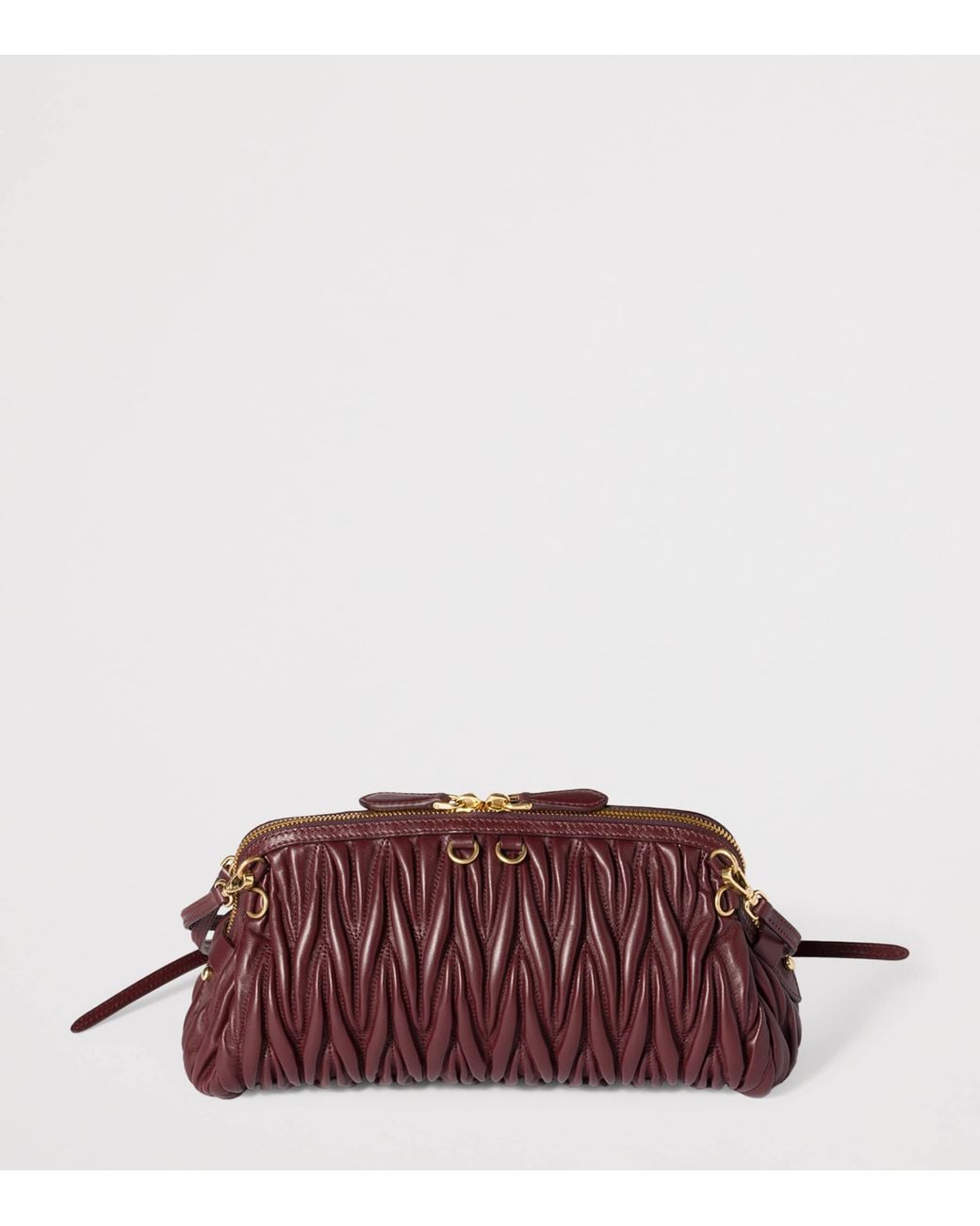 Miu Miu Brown Matelassé Leather Clutch Bag