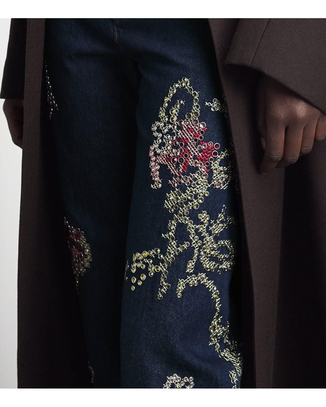 Tory Burch Blue Embellished Bootcut Jeans