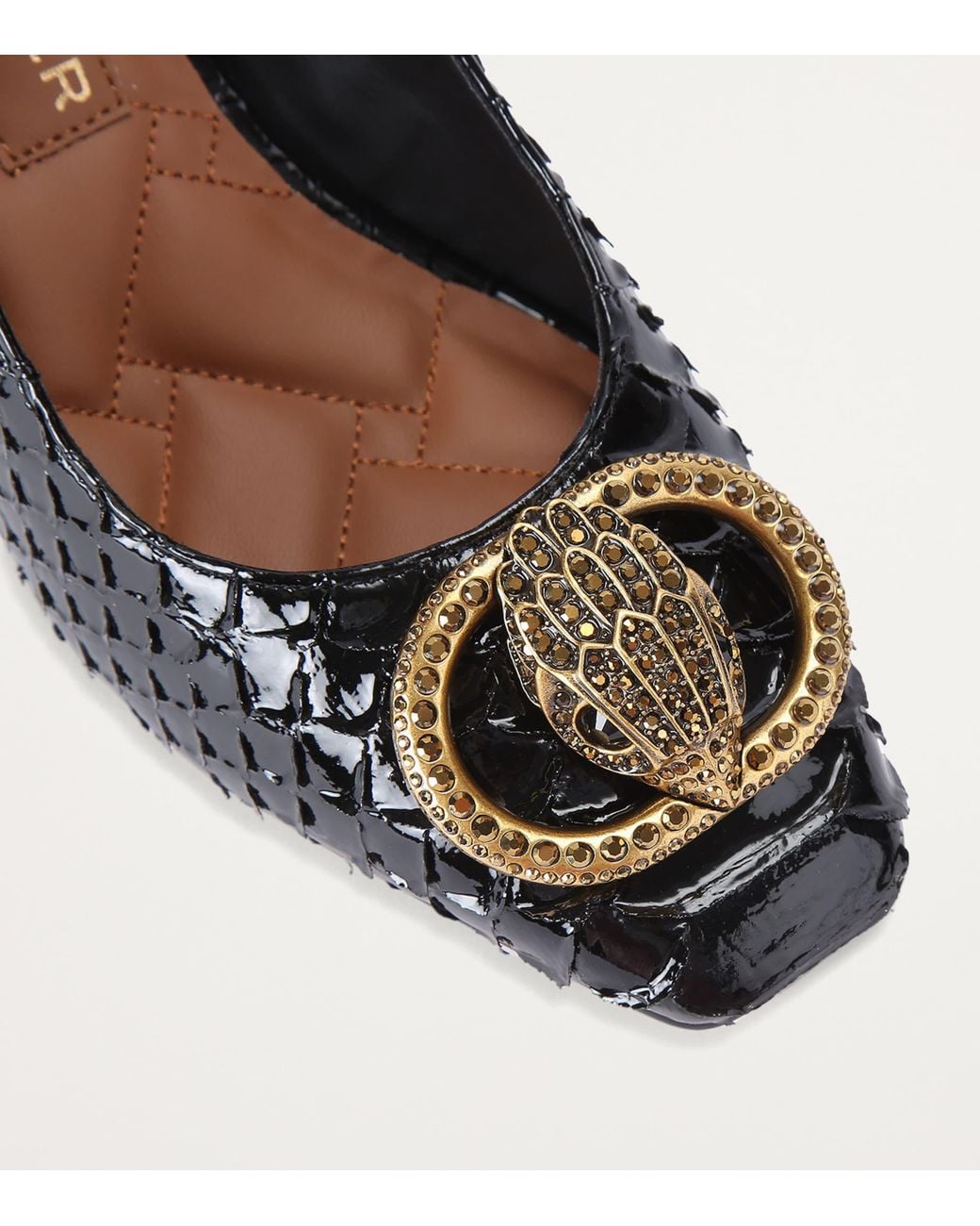 Kurt Geiger Black Snake-Effect Chelsea Slingback Pumps