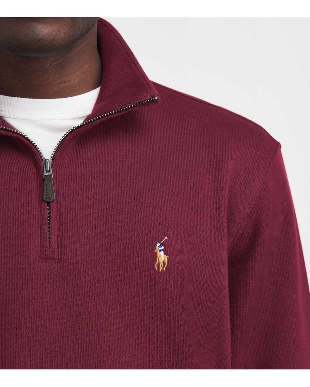 Polo Ralph Lauren Red Estate-Rib Quarter-Zip Sweater for men