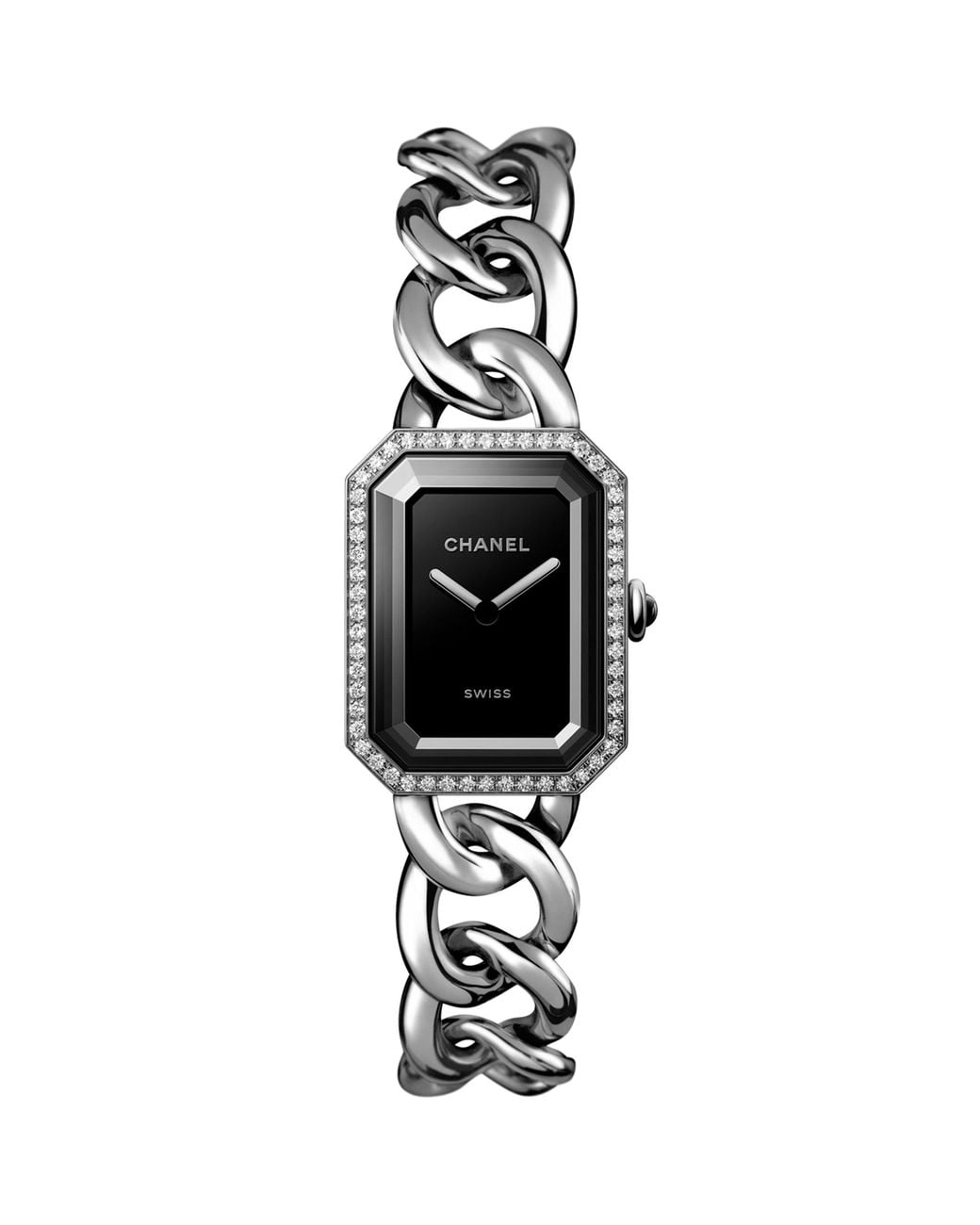 Chanel White Large Steel And Diamond Première Gourmette Chain Watch