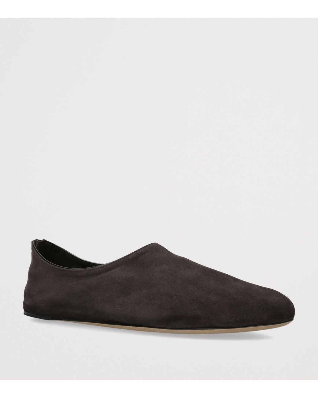 The Row Black Stellene Suede Slippers