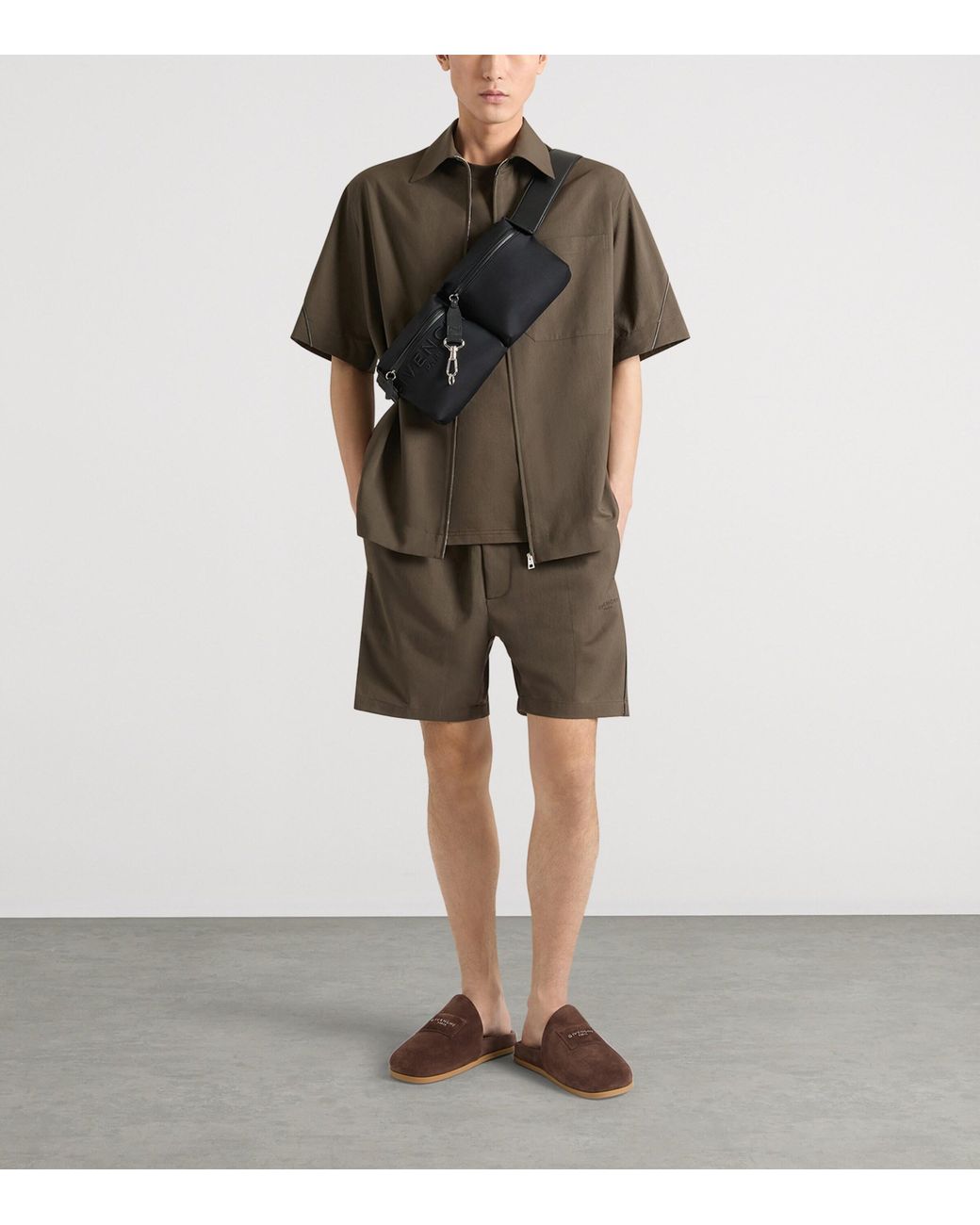 Givenchy Green Elasticated Couture Seam Shorts for men
