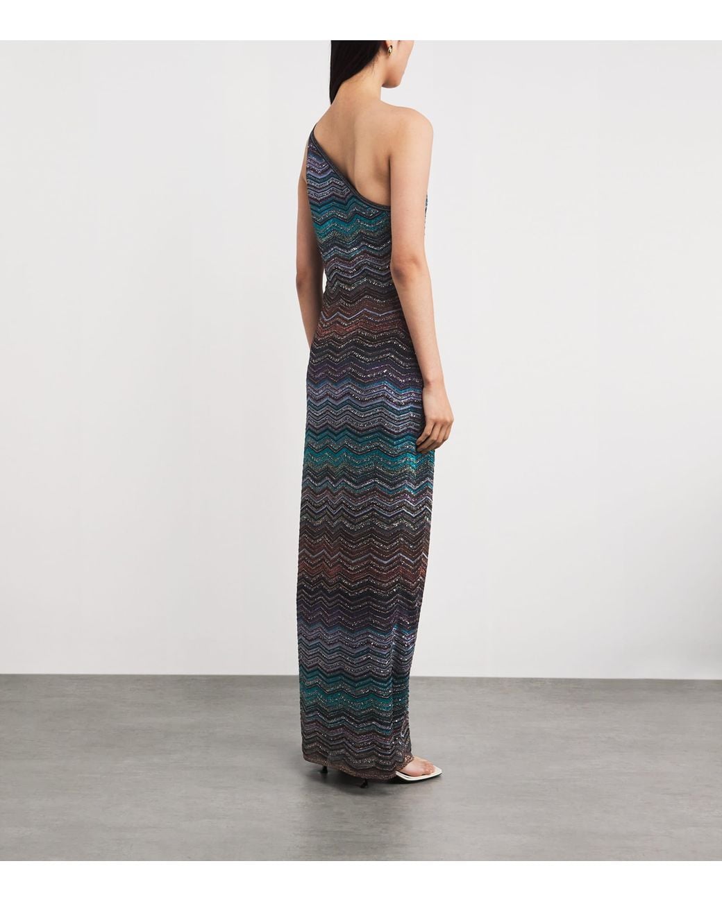 Missoni Blue Sequinned Zigzag Midi Dress