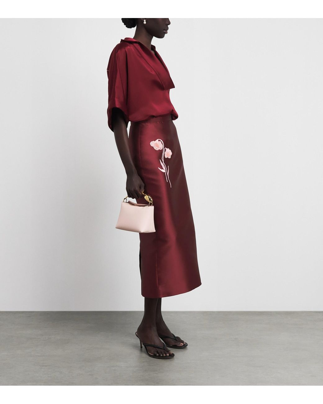 Erdem Mikado Embroidered Midi Skirt