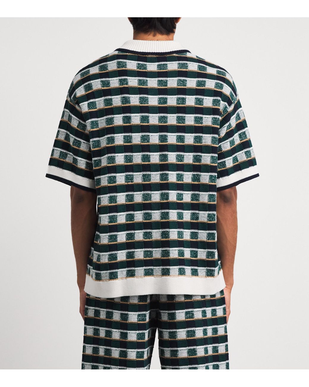 Casablanca Green Cotton Crochet Mosaic Shirt for men