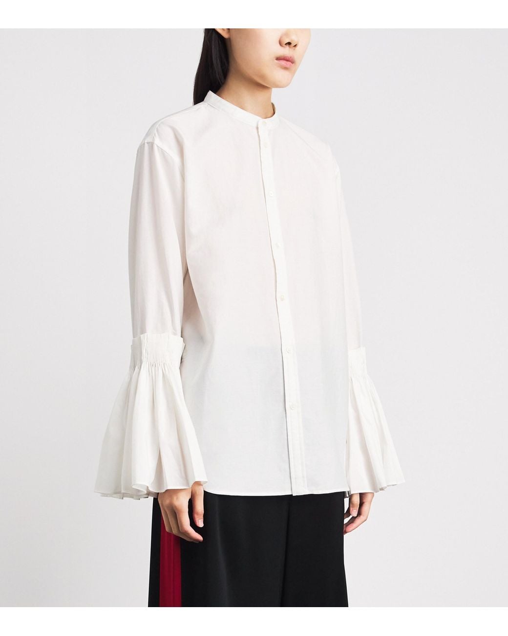 Polo Ralph Lauren White Cotton-Silk Bell-Sleeve Shirt