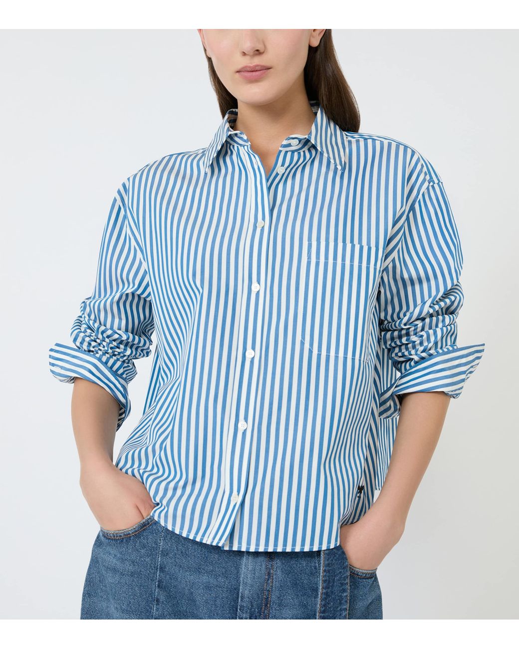 Weekend by Maxmara Blue Stripe Cropped Shirt