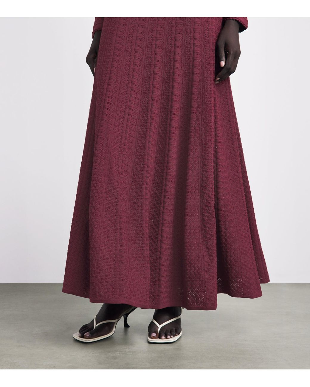 Sandro Purple Pointelle Knit Cropped Cardigan