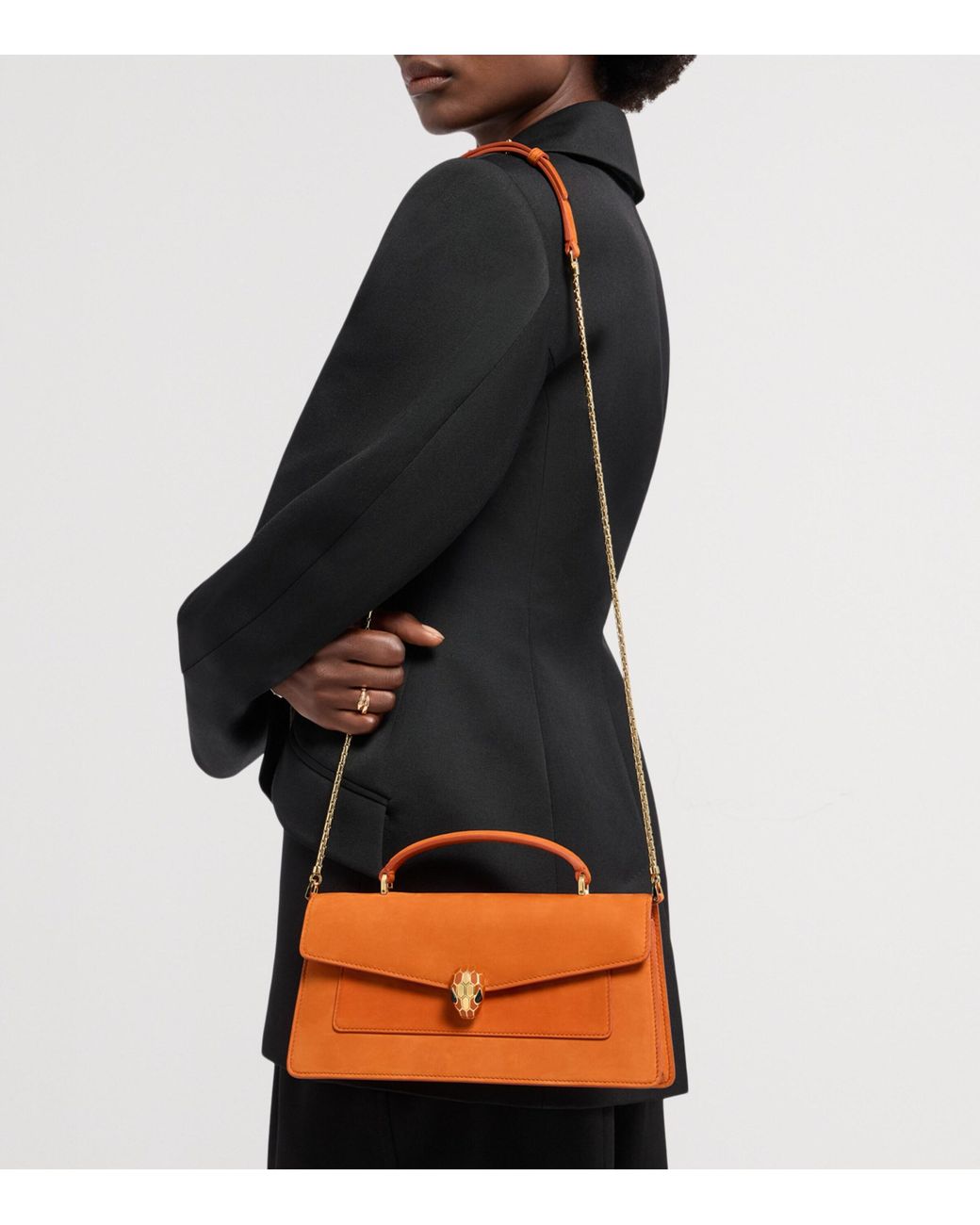 BVLGARI Orange Serpenti Forever Top-Handle Bag