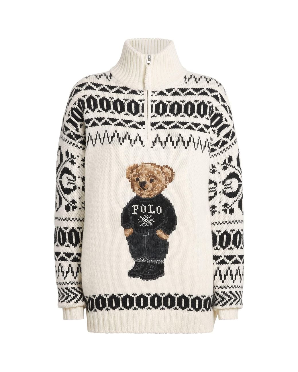 Polo Ralph Lauren White Wool-Cashmere Polo Bear Sweater